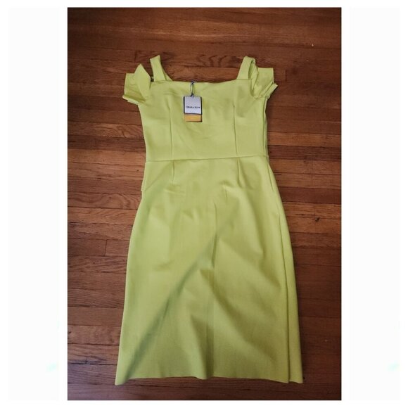 CHIARA BONI Lime Julia Cold Shoulder Petite Robe Sheath 60869 Dress - BRAND NEW - Picture 3 of 11